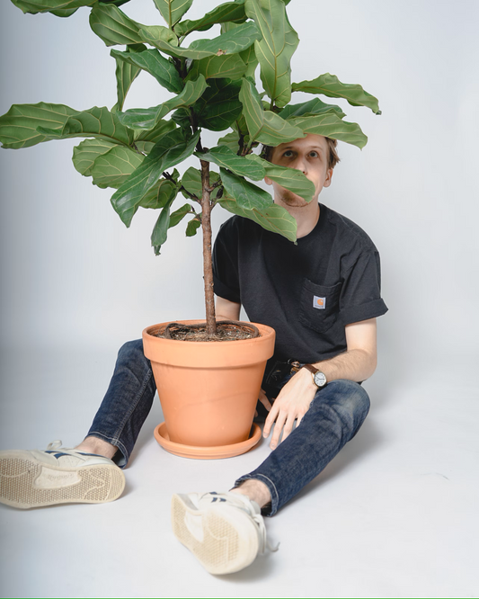 a father holding a plant on father's day