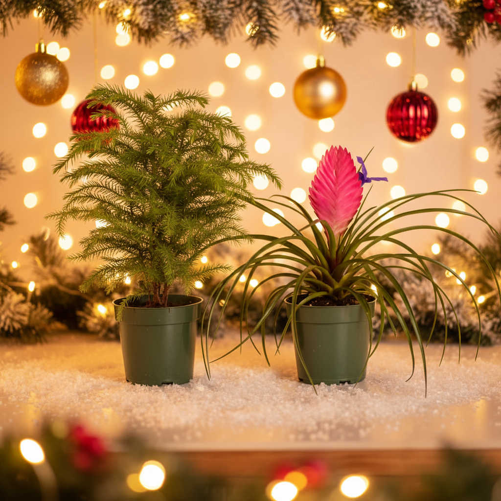 Holiday Plant Bundle - Pink Quill & Norfolk Pine
