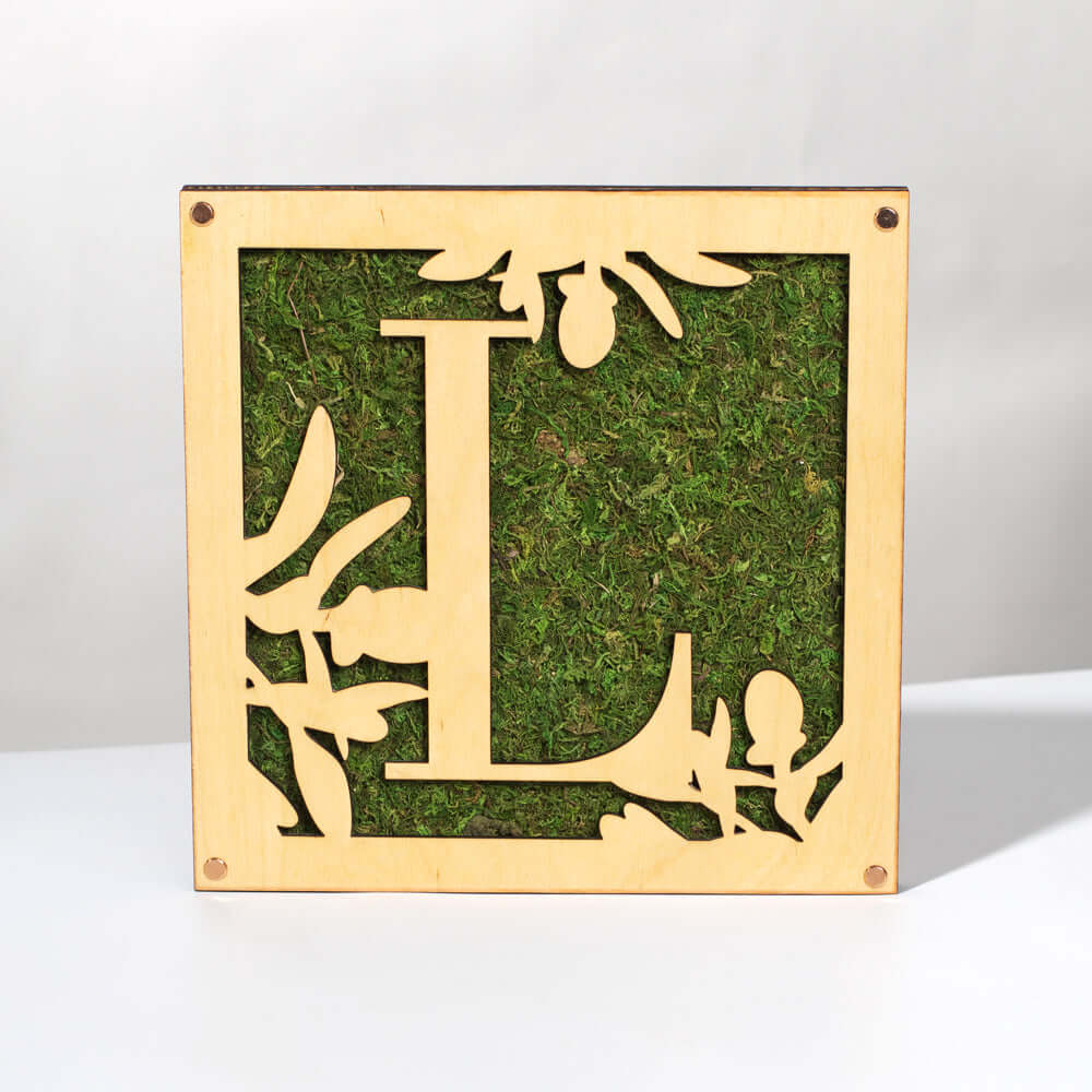Monogrammed Moss Frame - Wooden Botanical Wall Art Letter