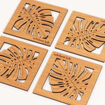 Monstera Leaf Wood Coaster Set of 4 Verdant Lyfe