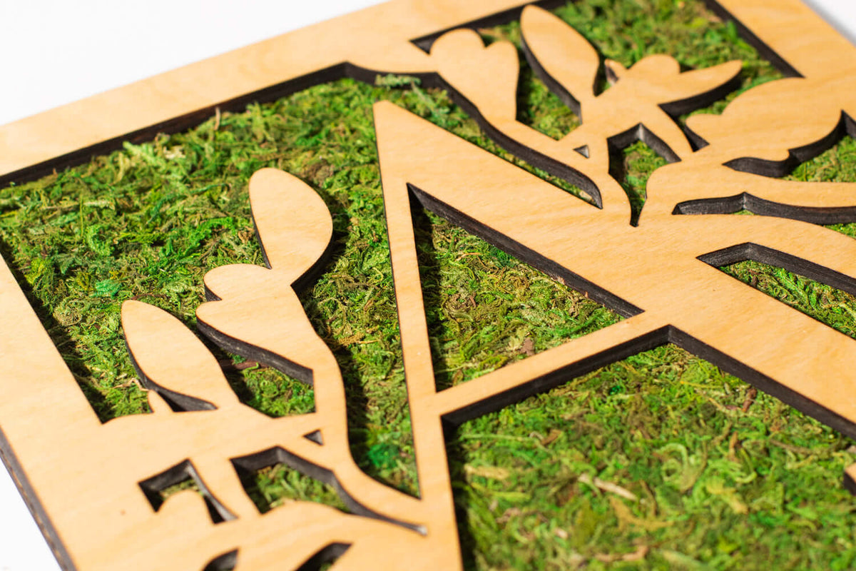 Monogrammed Moss Frame - Wooden Botanical Wall Art Letter