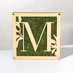 Monogrammed Moss Frame - Wooden Botanical Wall Art Letter "M"