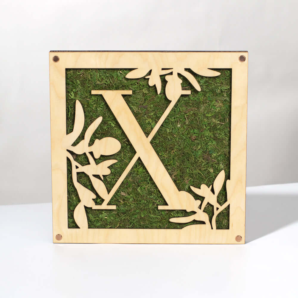 Monogrammed Moss Frame - Wooden Botanical Wall Art Letter