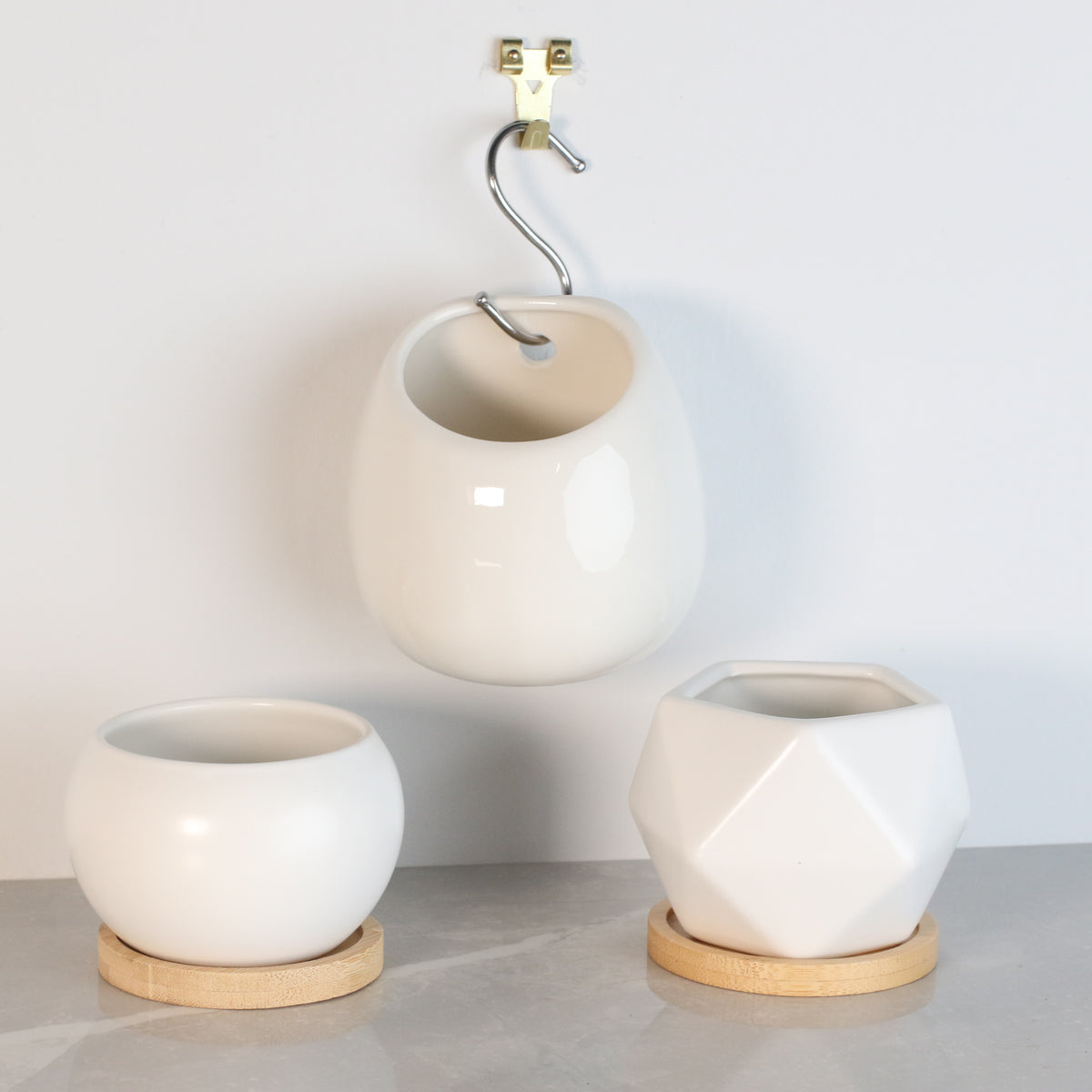 Minimalistic Ceramic White Planter 