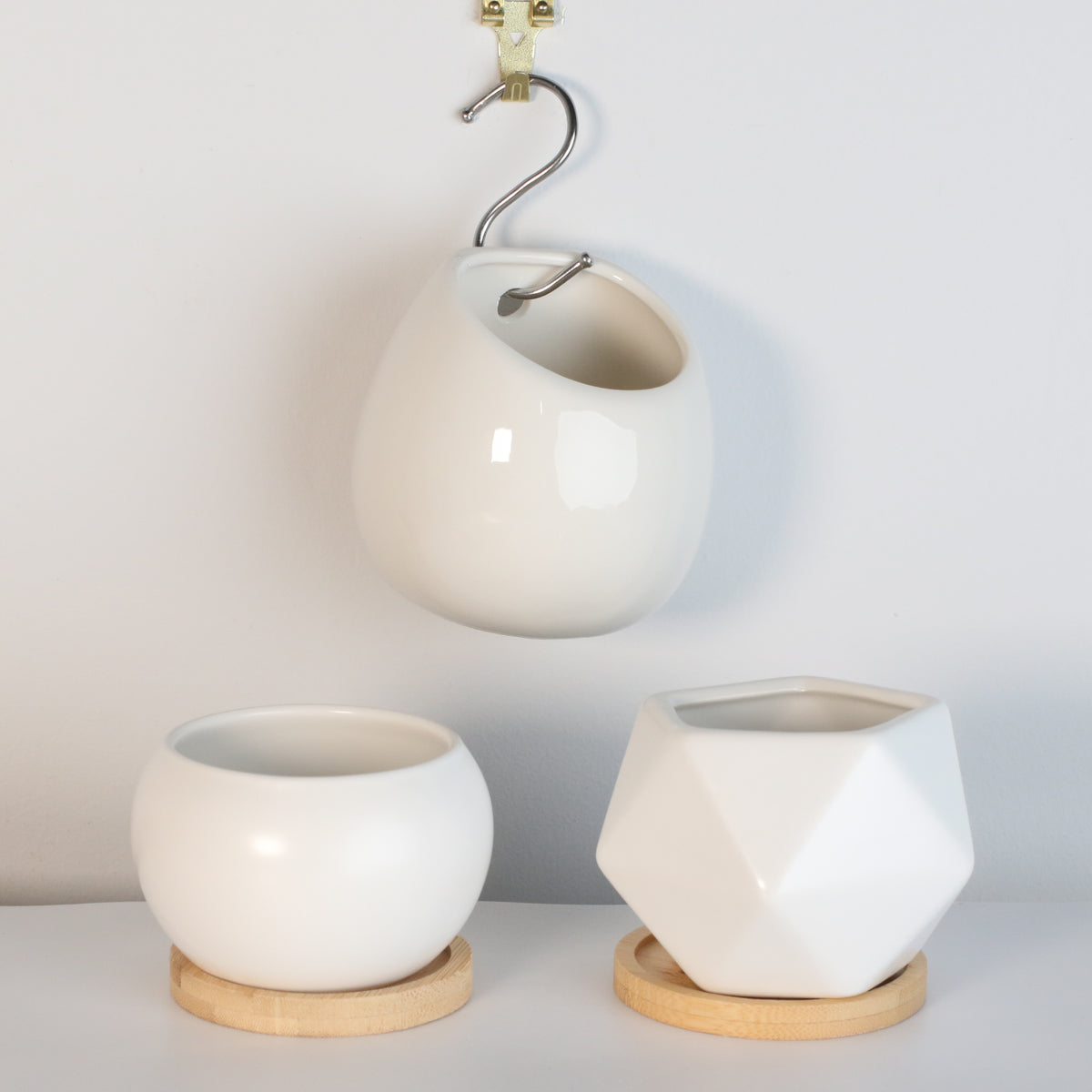 Minimalistic Ceramic White Planter 
