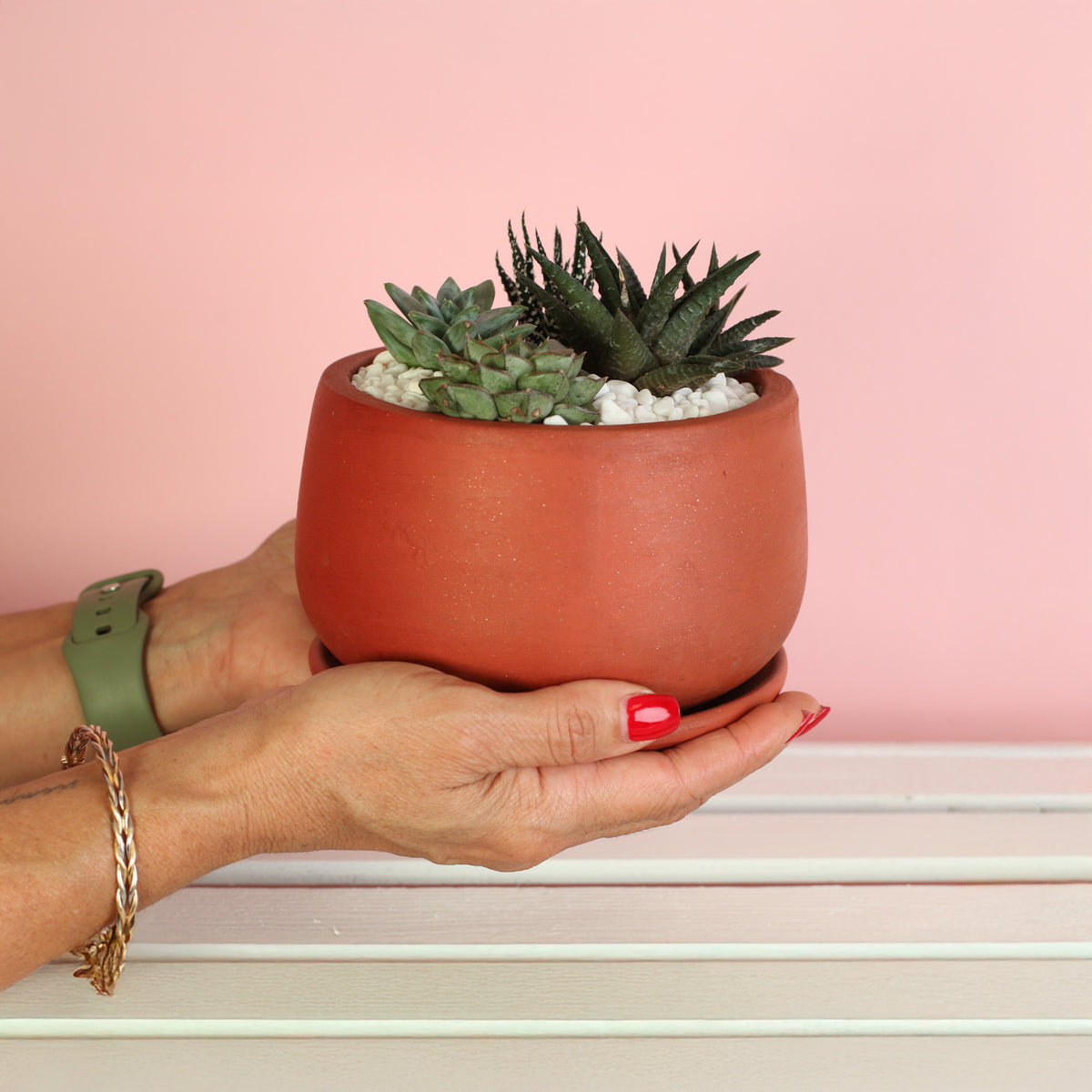 Green Escape Terracotta Creation DIY in hand