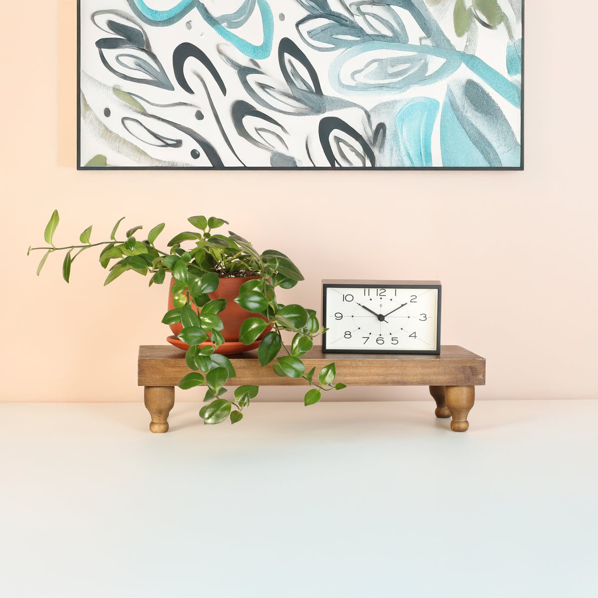 Mona Lisa Lipstick Plant next to clock. 
