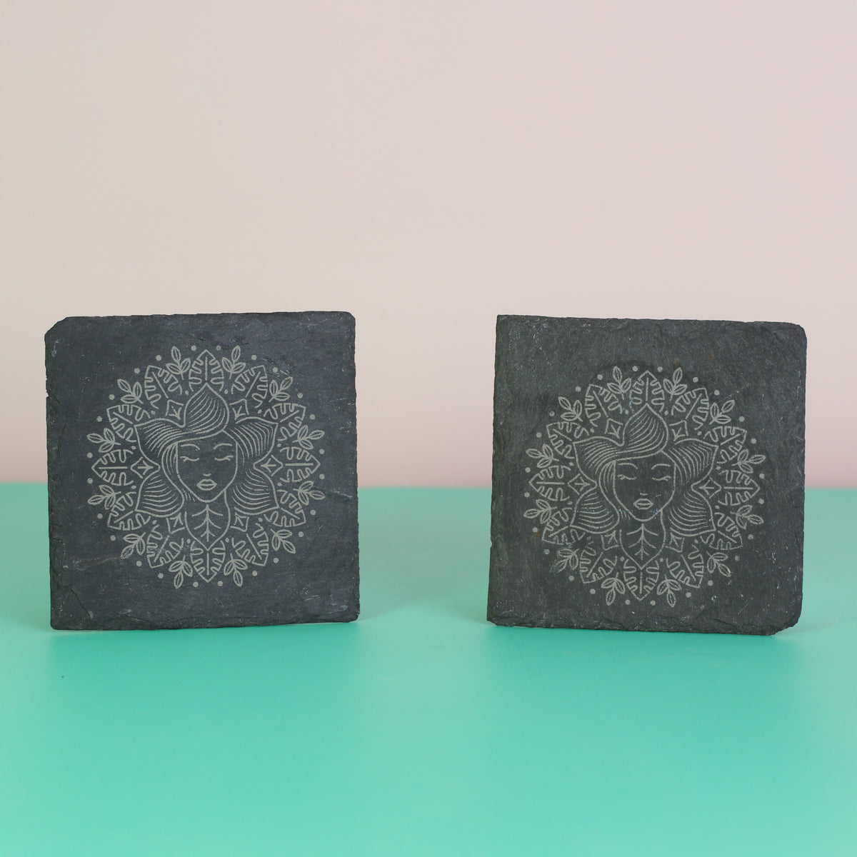 Plant Coaster Set of 2 made out of slate. 