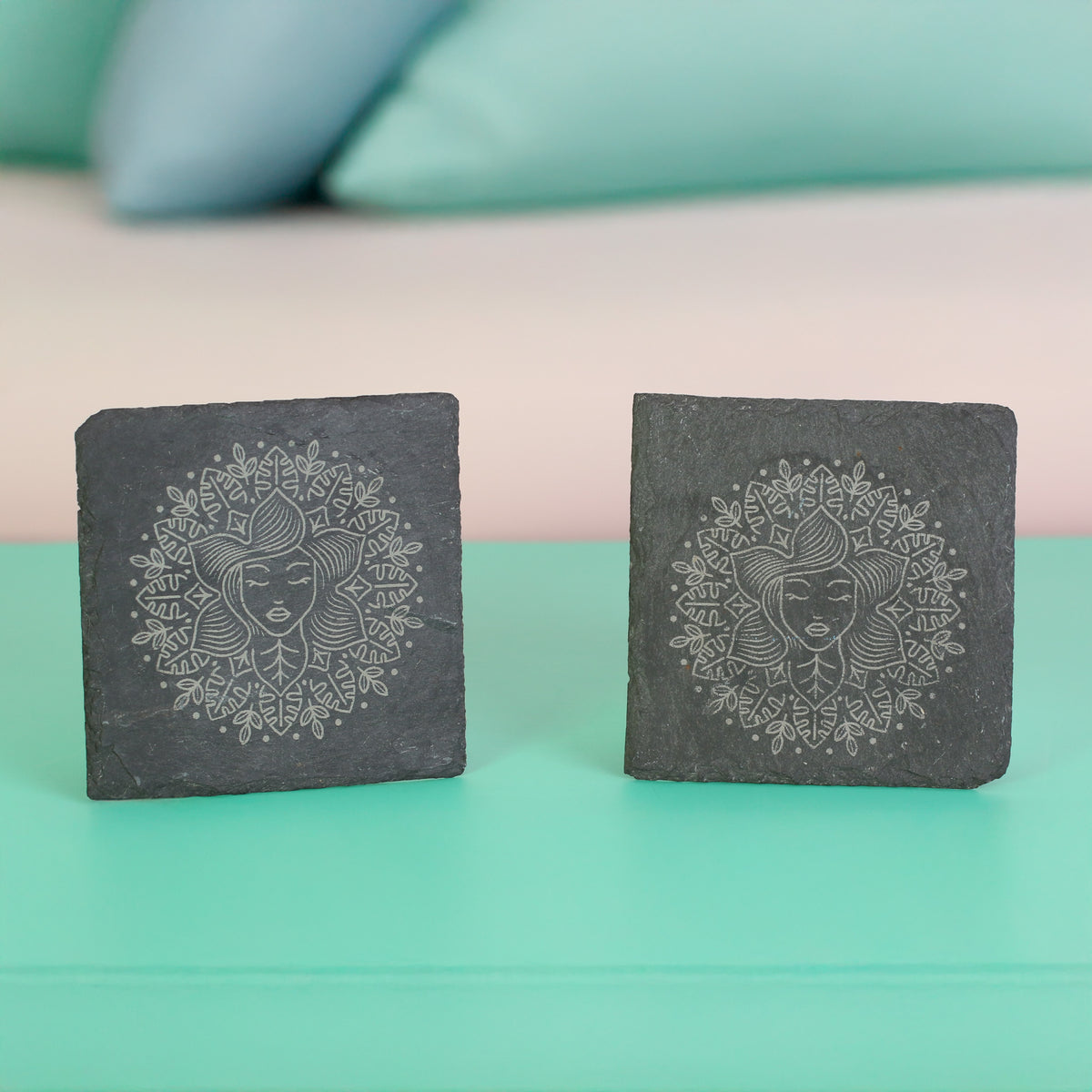 Plant Coaster Set of 2 made out of slate. 