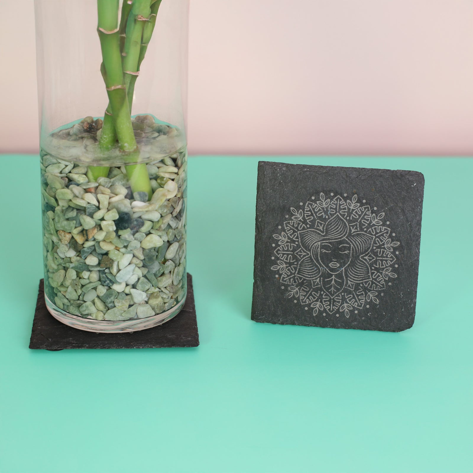 Plant Coaster Set of 2 made out of slate. 