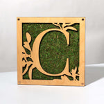 Monogrammed Moss Frame - Wooden Botanical Wall Art Letter "C"