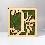 Monogrammed Moss Frame - Wooden Botanical Wall Art Letter "I"