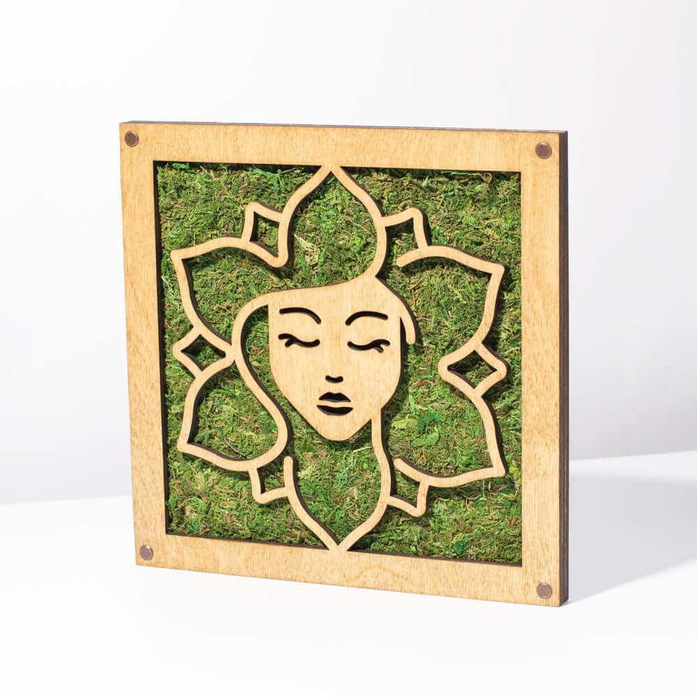 Preserved Moss Framed Wood Botanical Wall Art - Gaia Verdant Lyfe