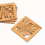Monstera Leaf Wood Coaster Set of 4 Verdant Lyfe