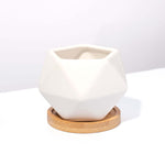 Wanda Porcelain Planter with Bamboo Tray Verdant Lyfe