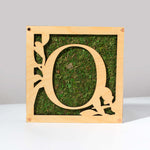 Monogrammed Moss Frame - Wooden Botanical Wall Art Letter "O"