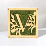 Monogrammed Moss Frame - Wooden Botanical Wall Art Letter "V"