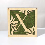 Monogrammed Moss Frame - Wooden Botanical Wall Art Letter "X"