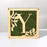 Monogrammed Moss Frame - Wooden Botanical Wall Art Letter "Y"